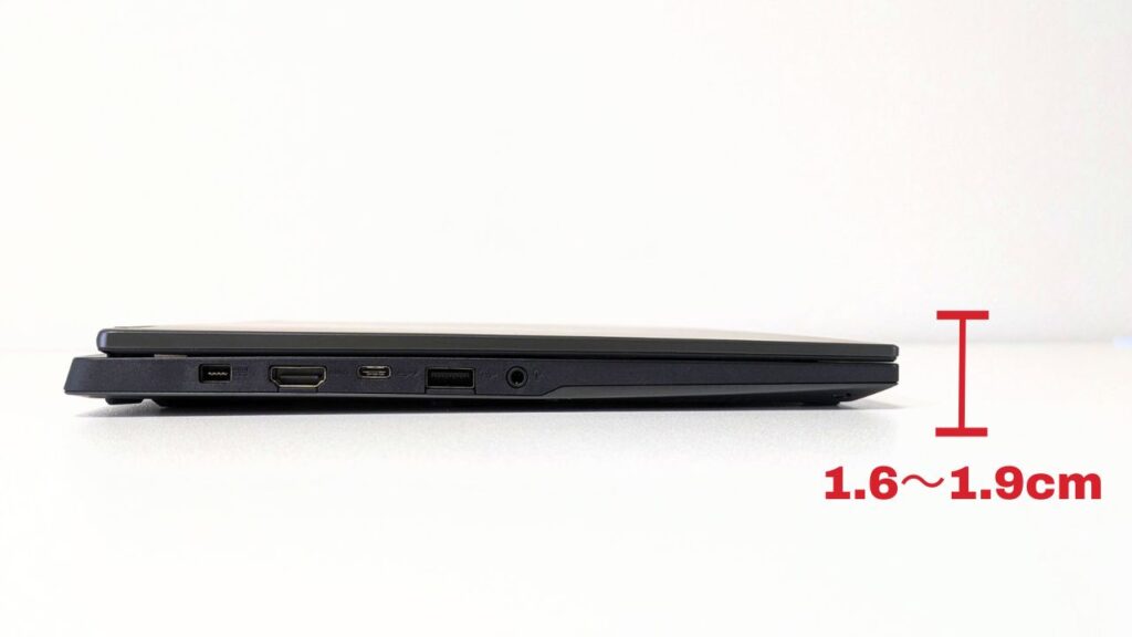 ASUS TUF Gaming A14 FA401KM 高さ測定画像