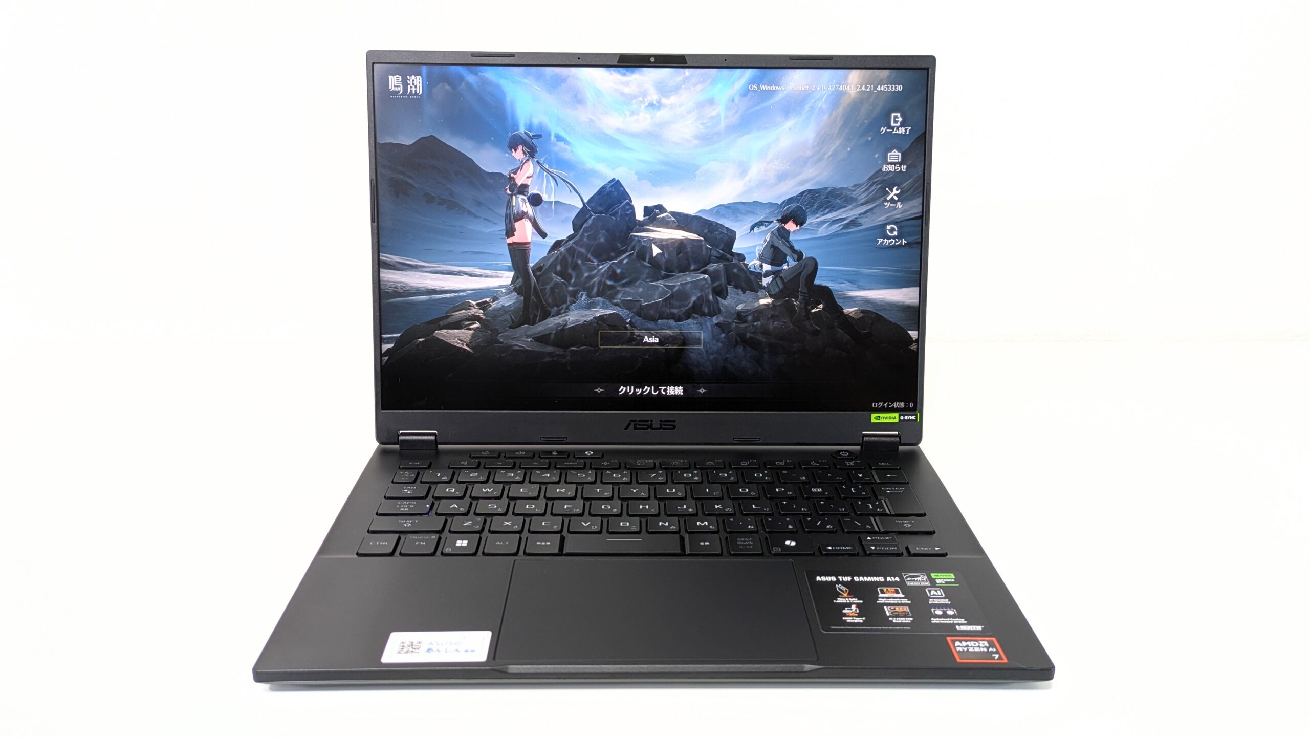 ASUS TUF Gaming A14 FA401KM ゲーム画面 鳴潮