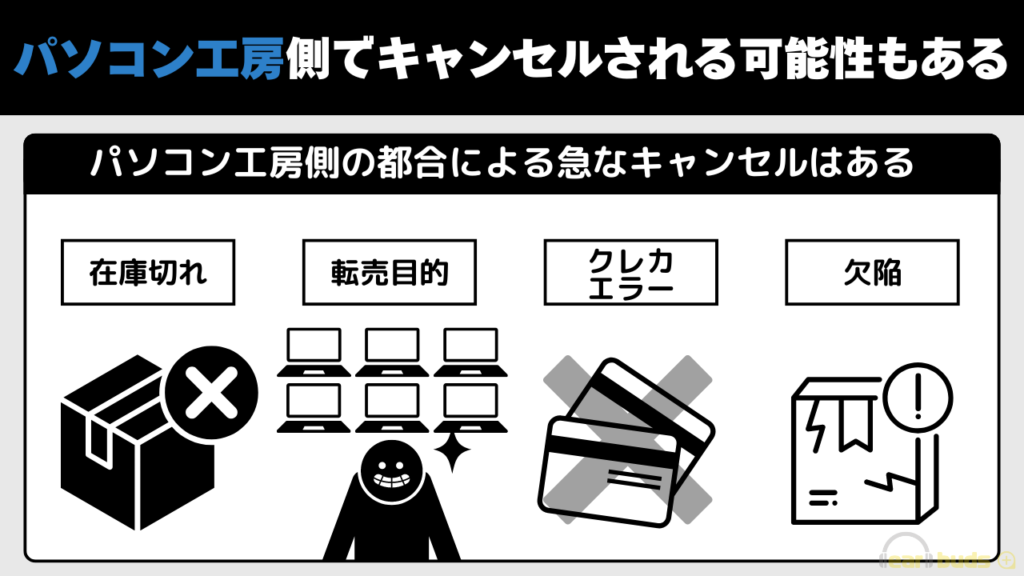 パソコン工房 キャンセル パソコン工房からキャンセルされる可能性あり